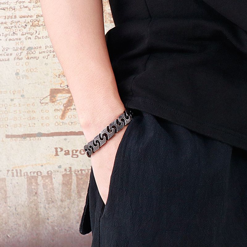 Herrenschmuck, Vintage, geometrisches Punk-Armband aus Titanstahl für Männer – minimalistisches Design, langlebig und stilvoll, Größen 7–11_voghion.com