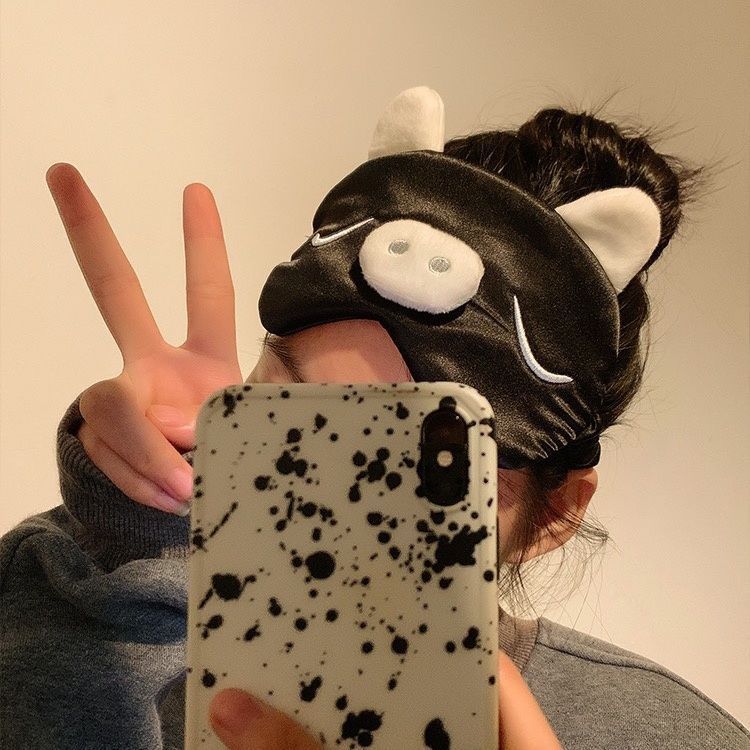 Cartoon Sleeping Pig Eye Mask Light Blocking Cute Girl Sleep Special Ice Silk Breathable Nap Student Relief_voghion.com
