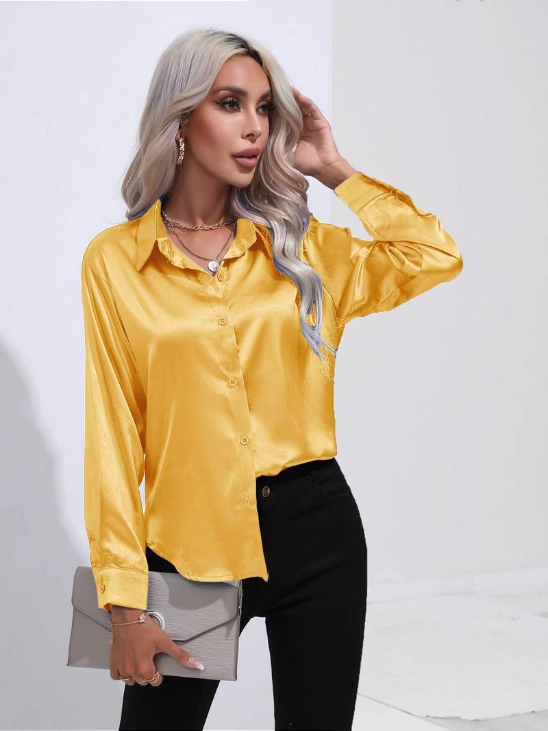 Camicia da donna a maniche lunghe in raso di seta imitazione abbigliamento primaverile ed estivo da donna_voghion.com