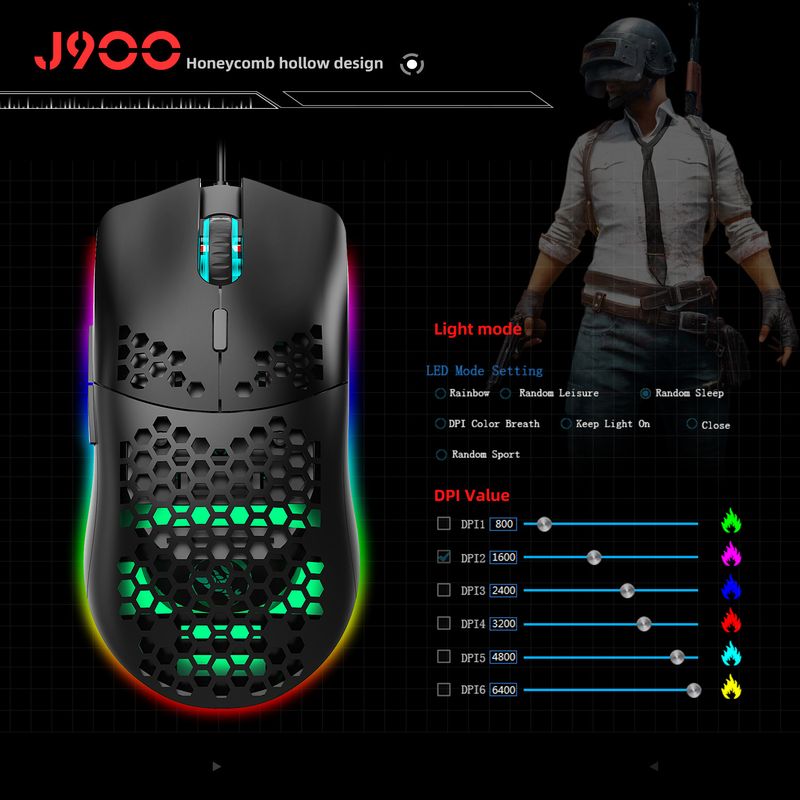 New lightweight hole game mouse, hollowed out esports computer, wired luminous mouse suitable for laptops and desktops_voghion.com