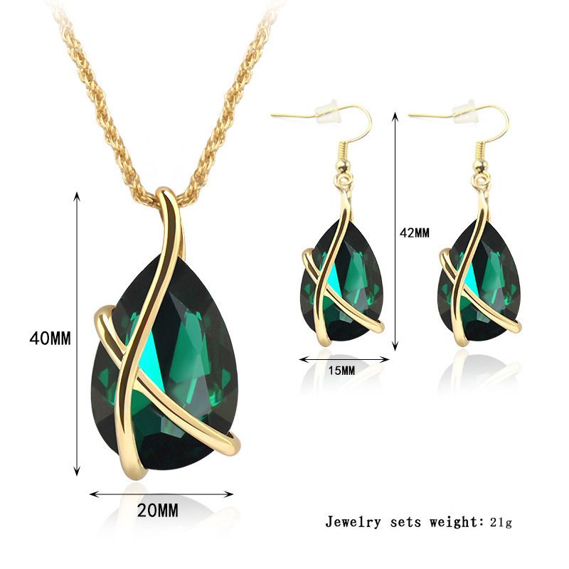 Set di gioielli in cristallo con ciondolo, collana, orecchini, nostalgico, collana, accessori da sposa alla moda per donna_voghion.com