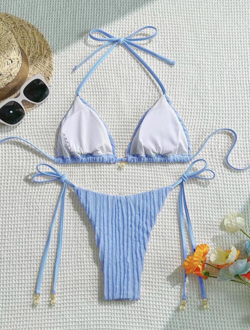 Abbigliamento da donna, nuovo costume da bagno bikini sexy con spacco, due pezzi, con coulisse e schiena scoperta_voghion.com