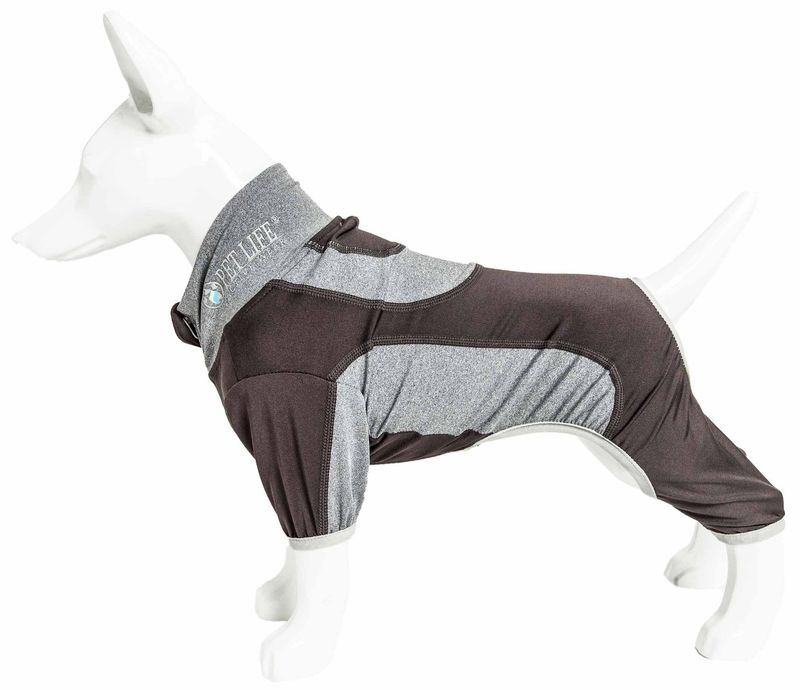 Pet Life Active 'Warm-Pup' Heathered Performance 4-Way Stretch Two-Toned Full Body Warm Up_voghion.com