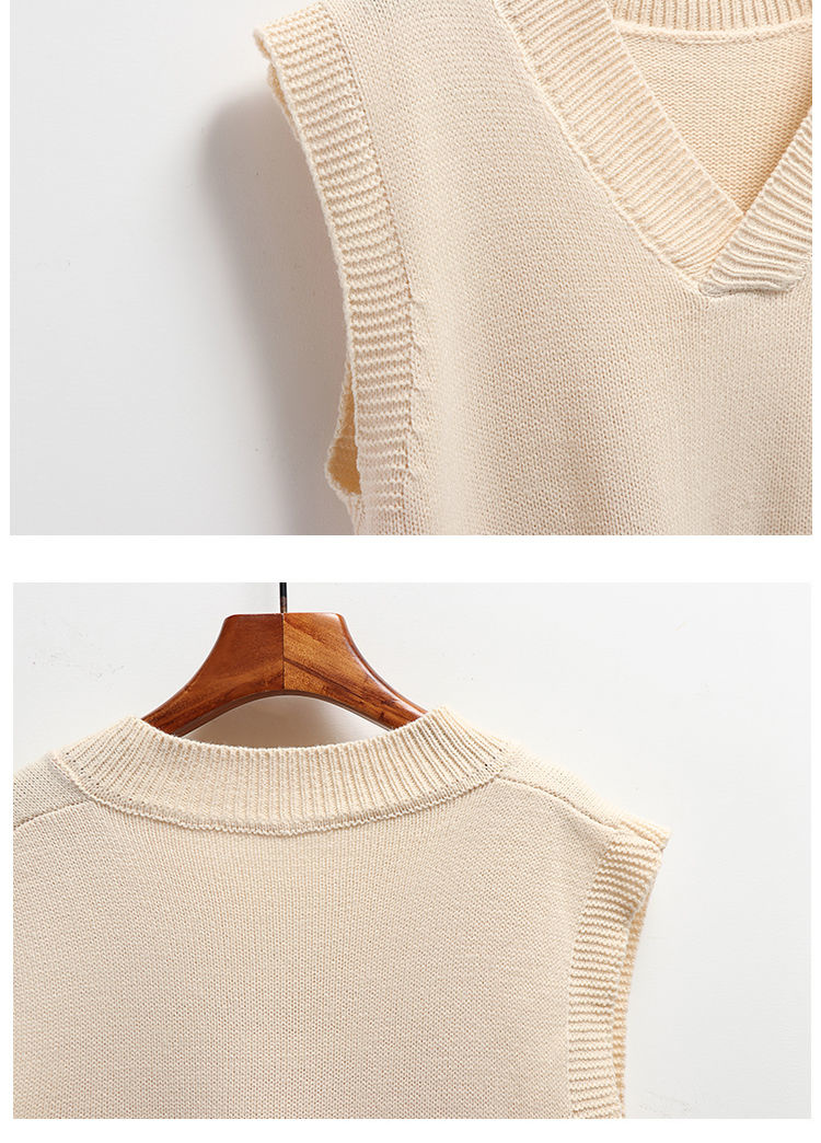 Frauen Pullover Weste V-ausschnitt Gestrickte Top 2023 Neue Koreanische Mode Strickwaren Frühling Herbst Jumper Weibliche Solide Ärmel_voghion.com