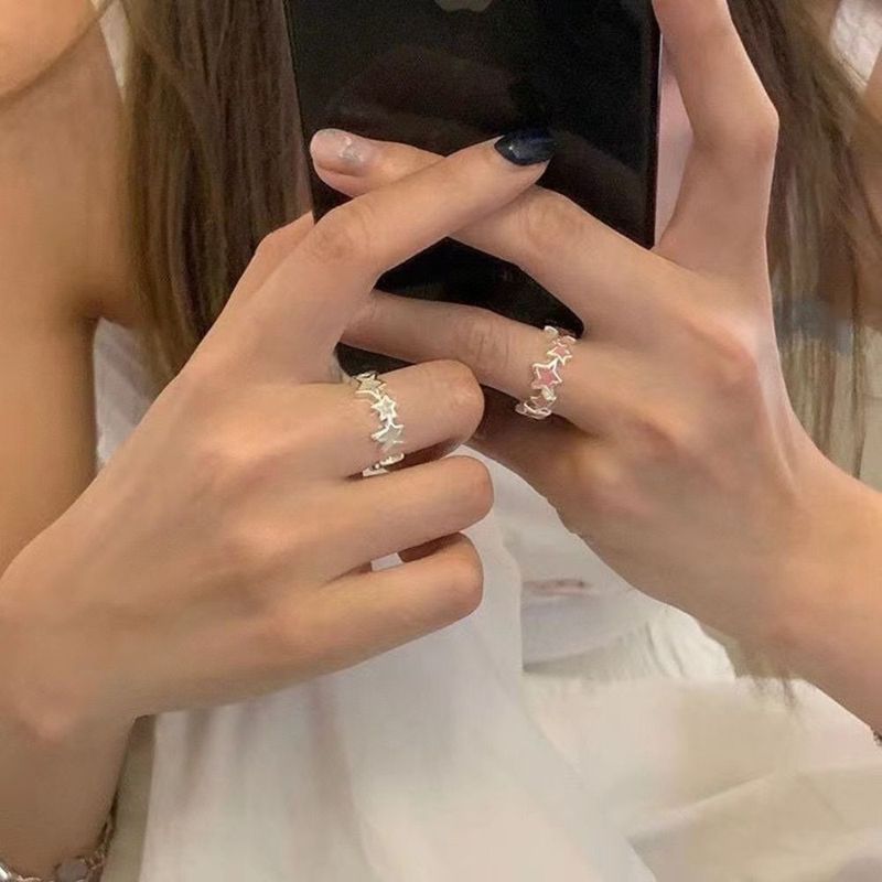 Anello asimmetrico a forma di stella in stile coreano, gioielli, accessori, chiusura geometrica per il pollice K-Pop, design non standard in lega Y2K_voghion.com