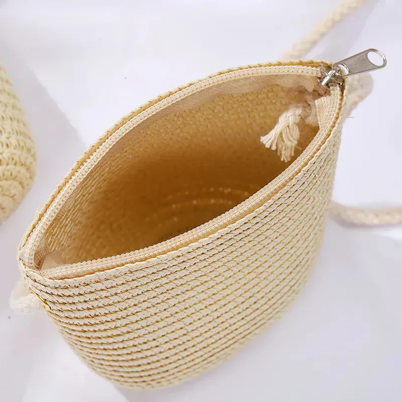Borsa a tracolla piccola con patta Yogodlns da donna, in paglia intrecciata, da spiaggia, in rattan, lavorata a mano, con secchiello e mini borsa_voghion.com