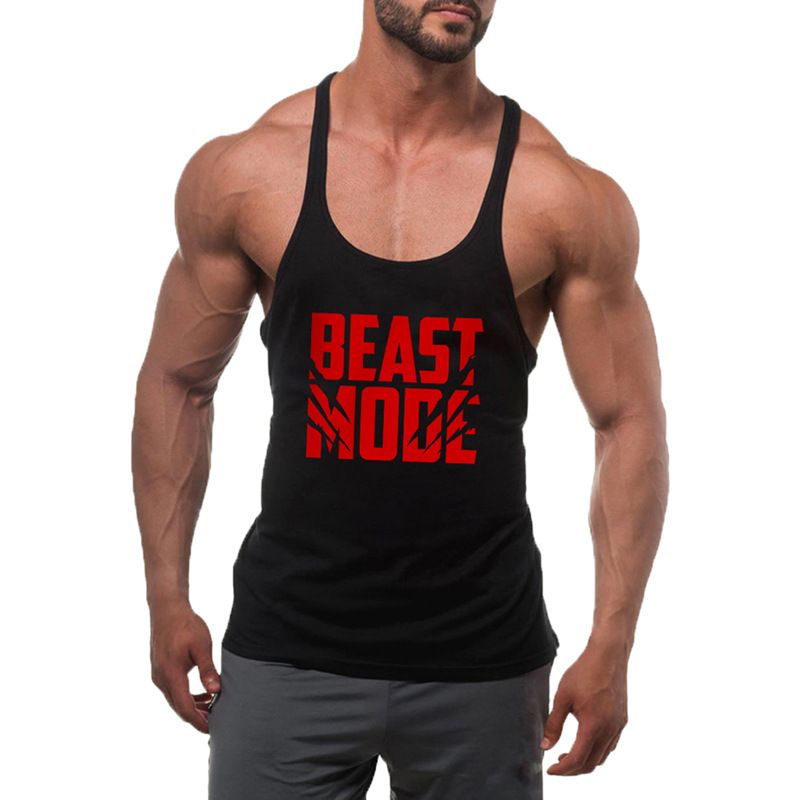 Canotta sportiva casual da allenamento BEASTMODE con spacchi grandi, in cotone_voghion.com