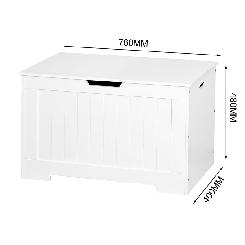 White Lift Top Entryway Storage Cabinet with 2 Safety Hinge; Wooden Toy Box_voghion.com