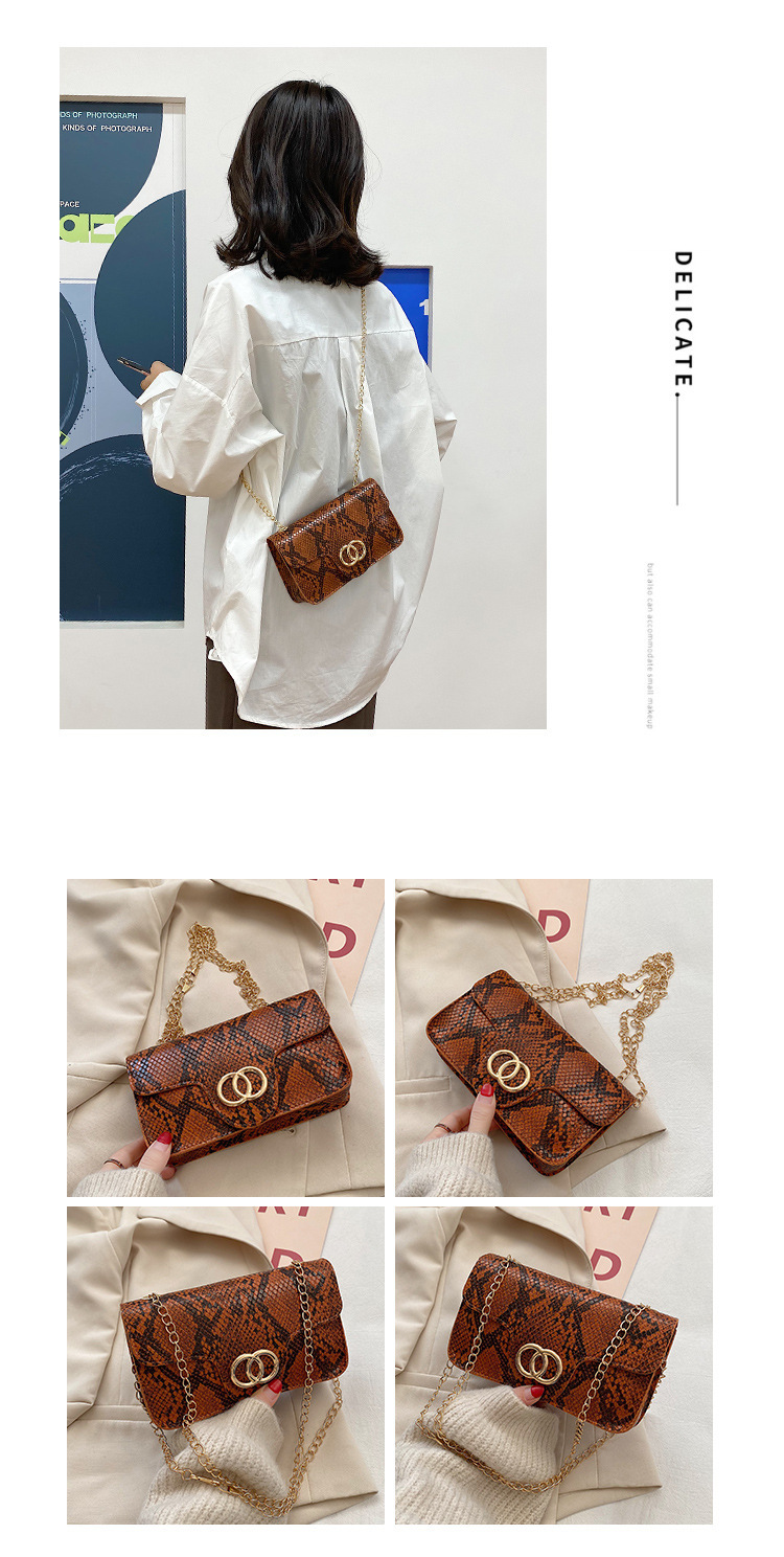 Borsa quadrata piccola con motivo serpente 2024 Nuova mini borsa per telefono europea e americana con tracolla a catena Borsa a tracolla_voghion.com