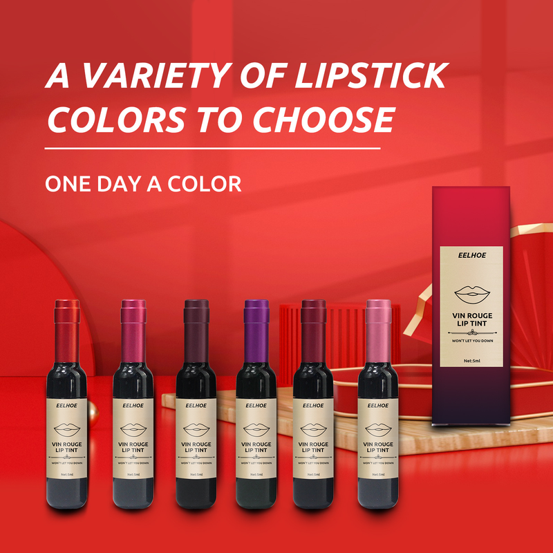 „EELHOE Moulding Lipstick Portable Creative“ vandeniui atsparus, blunkantis, neperšlampamas drėkinamasis raudonojo vyno butelio lūpų glazūra._voghion.com