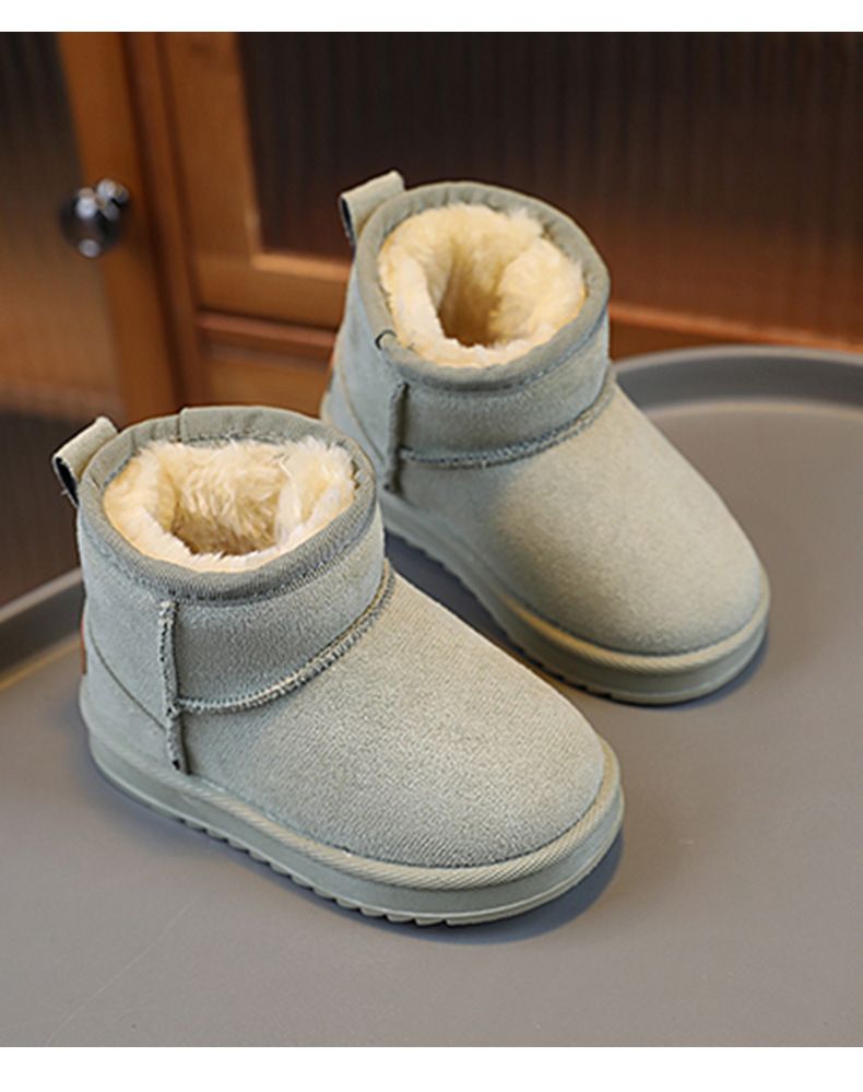 Stivali da neve invernali per bambini con fodera in pile - Stivali caldi con suola morbida per ragazzi e ragazze, stivali comodi e antiscivolo per bambini (nero/grigio/cachi)_voghion.com