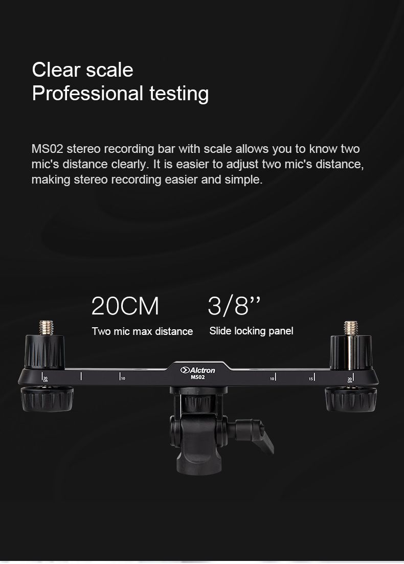 Alctron MS02 stereo mikrofon çubuğu Açı ve yükseklik ayarlanabilir fonksiyonu ile net ölçekli çoklu kayıt yolu_voghion.com