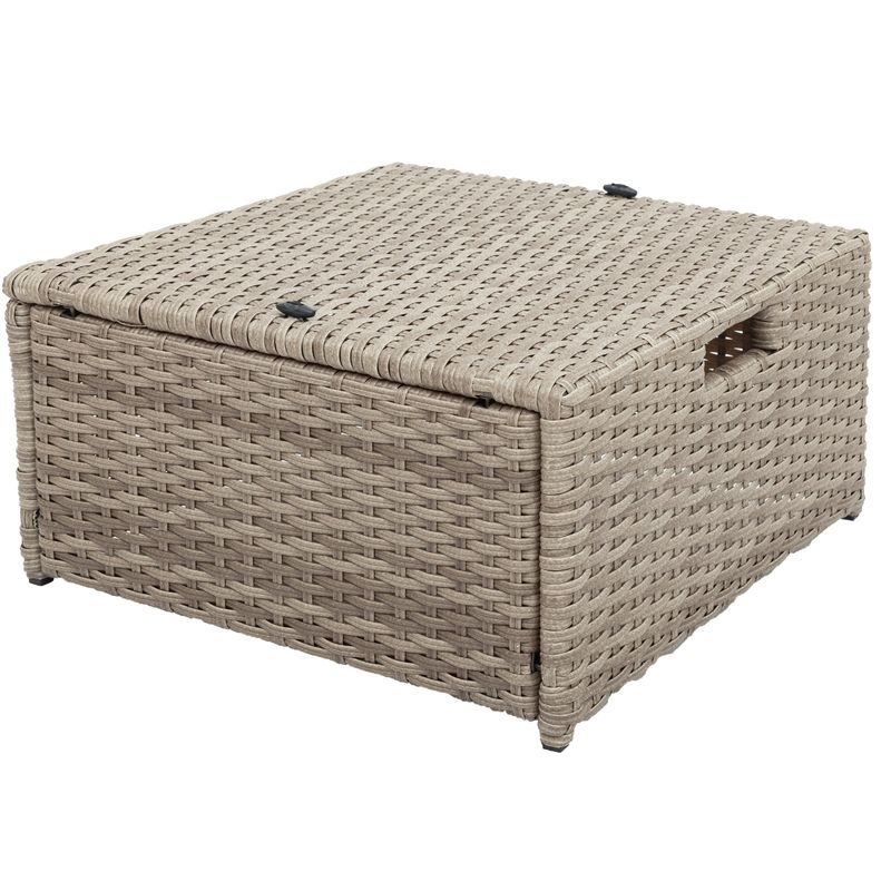 Patio Furniture Set; 4 Piece Outdoor Conversation Set All Weather Wicker Sectional Sofa with Ottoman and Cushions_voghion.com