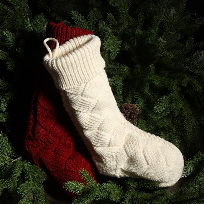 Knitted Christmas socks, yarn gift candy decoration bags, large banquet woven hanging accessories, socks and supplies_voghion.com