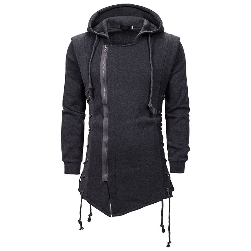 Felpe con cappuccio da uomo, nuove, primavera-autunno, casual, tinta unita, a maniche lunghe, con cerniera, alla moda, larghe, streetwear, capispalla_voghion.com
