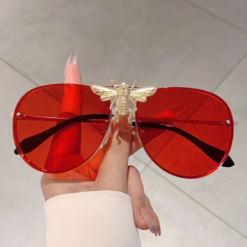New Wind Bee Frog Fashion Metal Large Frame Internet Celebrity Same Style Sunglasses_voghion.com