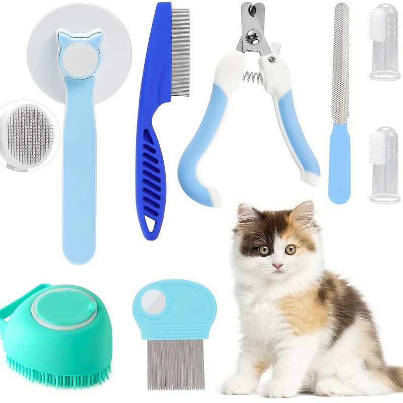Summary Beauty Kit Nail Clippers And Files Flea Comb Pet Shedding Brush Silicone Toothbrush Customizable Label_voghion.com