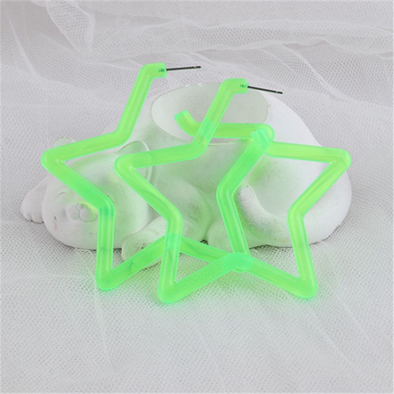 Orecchini esagerati in resina acrilica colorata a forma di C, alla moda, versatili, per personalità, gioielli, discoteca_voghion.com