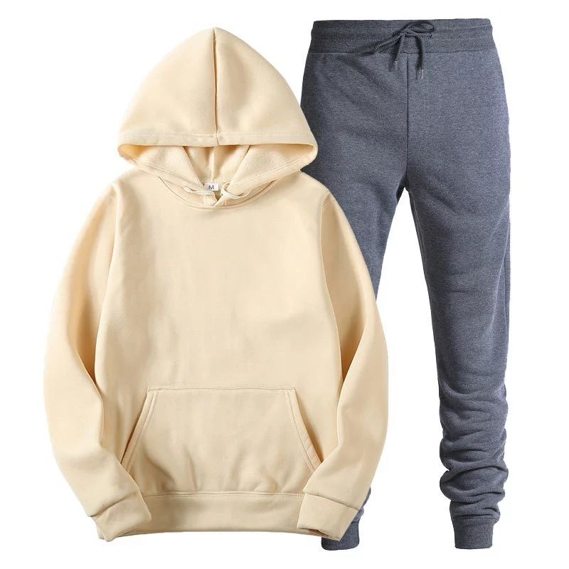 Set maglione sportivo pullover Felpa con cappuccio da uomo in pile moda_voghion.com