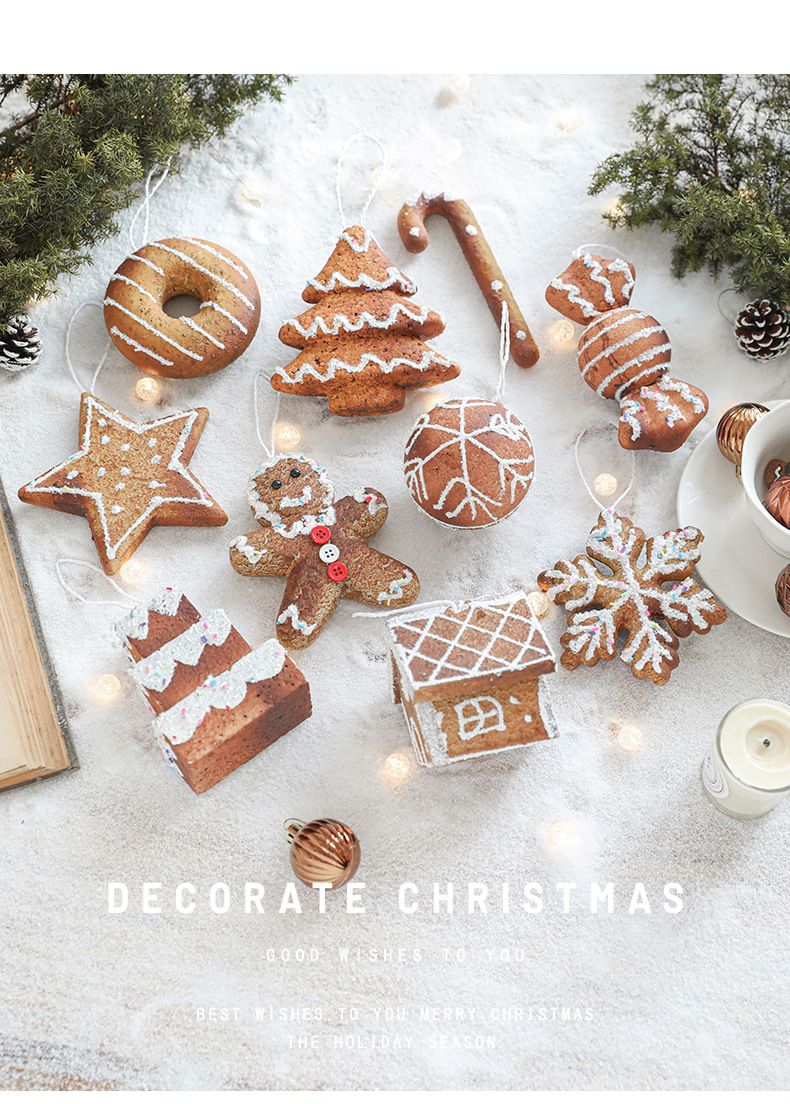 Décorations de Noël en mousse givrée – Ensemble de 12 ornements à suspendre : flocons de neige saupoudrés, étoiles et pain d'épice, pour sapin et décors hivernaux féériques_voghion.com