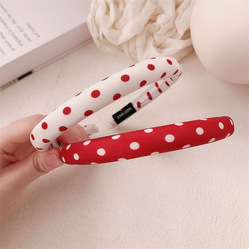 Franse Lazy Satin Red Polka Dot Dames 2025 Nieuwe High-end Sponge Hoofddoek Honderden Out Of The Street Haarbanden_voghion.com