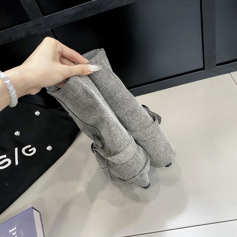 Bottes courtes droites à talon moyen et à talon coulissant, confortables, légères, décontractées et polyvalentes_voghion.com
