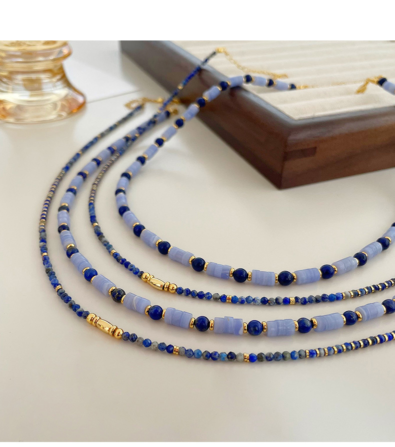 Collana con perline colorate in lapislazzuli retrò da donna, abbinabile, catena per clavicola semplice e alla moda, di alta qualità_voghion.com