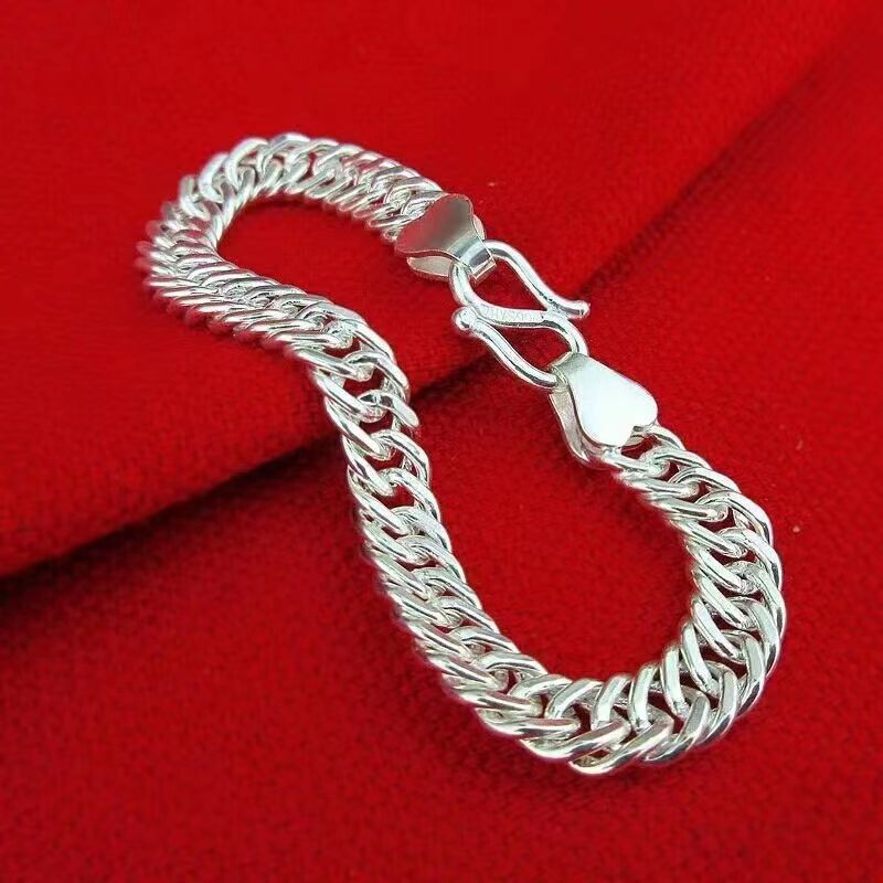 Men's Silver-Plated Bold Horsewhip Bracelet Simple Style Braided Wristband Trendy Hip-Hop Light Luxury Jewelry_voghion.com