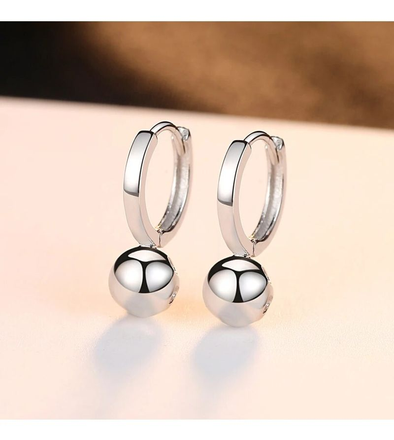 Orecchini a clip carini con pallina a cerchio in vero argento sterling per donne e ragazze_voghion.com