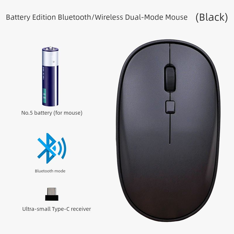 Souris Bluetooth sans fil portable Zk112 Type-C, silencieuse, adaptée aux ordinateurs portables et de bureau, récepteur USB-C_voghion.com