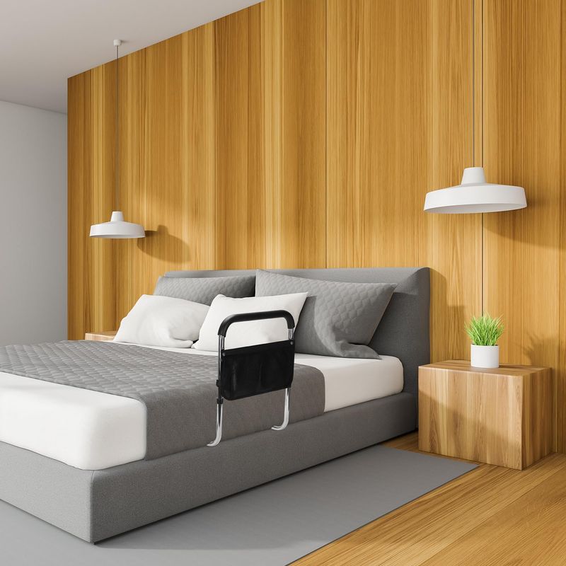 Rail de lit Supremear, rampe de stabilité réglable, aide à la mobilité pour personnes handicapées, avec sac de rangement et sangle de fixation._voghion.com