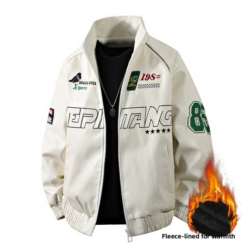 Fleece-Lederjacke Herren-Lederjacke Herren-PU-Jacke Motorradjacke Lederjacke Herren_voghion.com