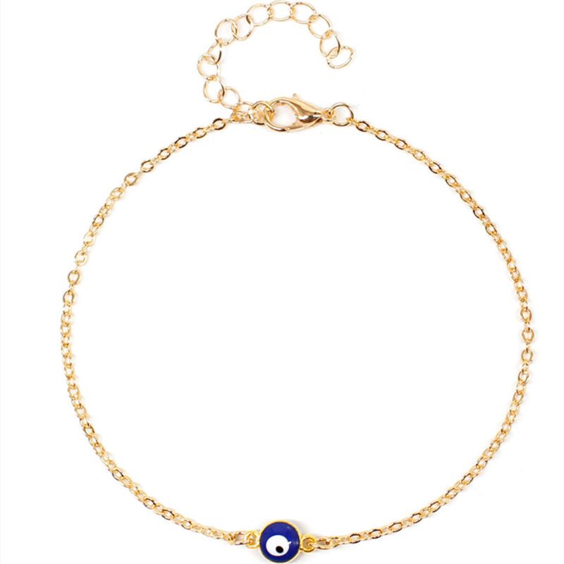 Gioielli per piedi alla moda, semplici e turchi, con personalità blu, per donne, con catena di perline in rame multistrato, cavigliera con occhio maligno_voghion.com
