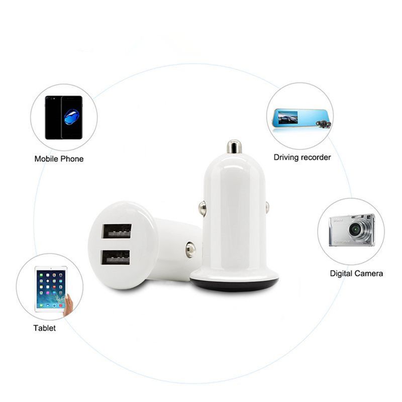 Muziekfestival 2.1A USB-poort Ronde ring Mini-oplaadapparaat Dual U-autolader_voghion.com