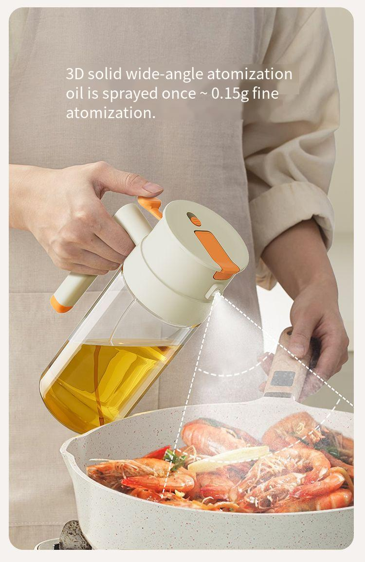 Spruzzatore in vetro a doppio uso per cucina, uso domestico, spray antigoccia, versatore integrato per bottiglia di olio_voghion.com