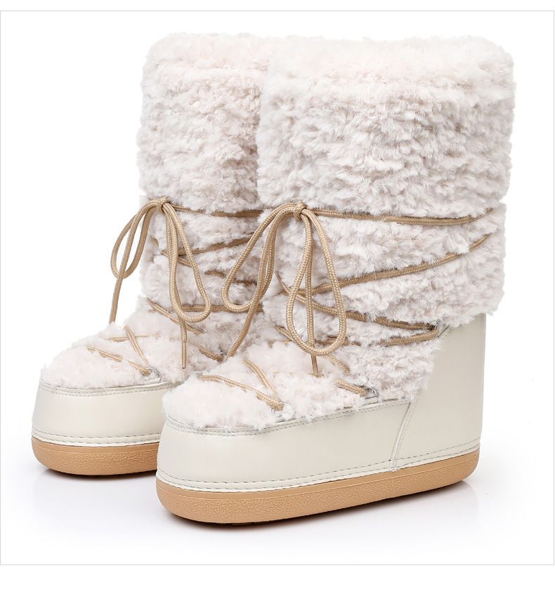 Women's Cozy Winter Boots With Faux Shearling Lining, High-Top Snow Boots For Skiing And Daily Wear, Slip-Resistant Rubber Sole, Lightweight And Warm_voghion.com
