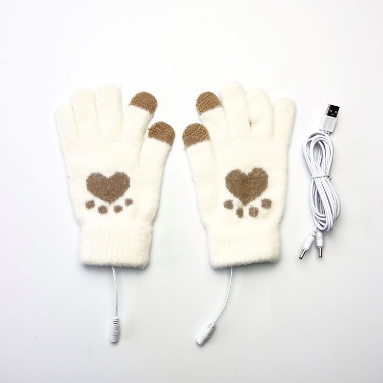 Guanti riscaldanti Guanti elettrici touch screen a 5 dita Modello con zampa d'orso jacquard per studenti adulti disponibile in attrezzatura USB3_voghion.com