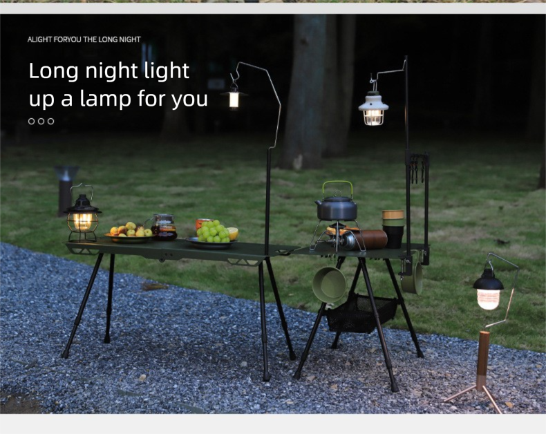 Outdoor Ultra-light Small Pole Portable Folding Mini Camping Picnic Table Fixed Aluminum Alloy Light Stand_voghion.com