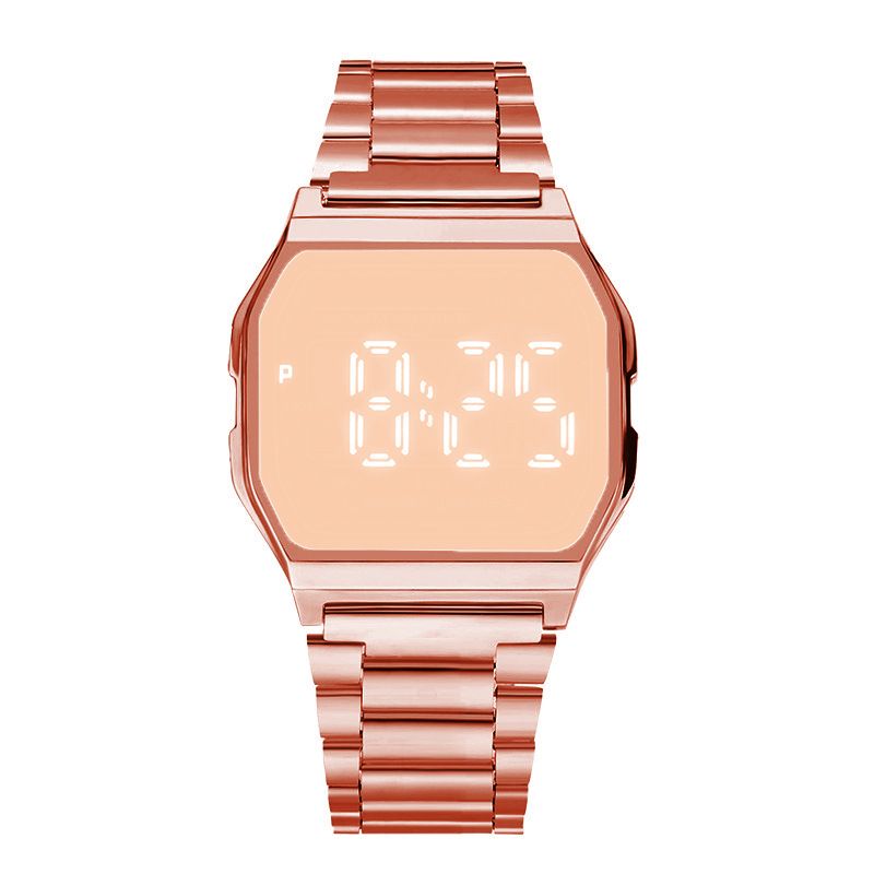 F91 Metalen stalen band LED vierkant mode elektronisch studentenhorloge voor dames en heren_voghion.com