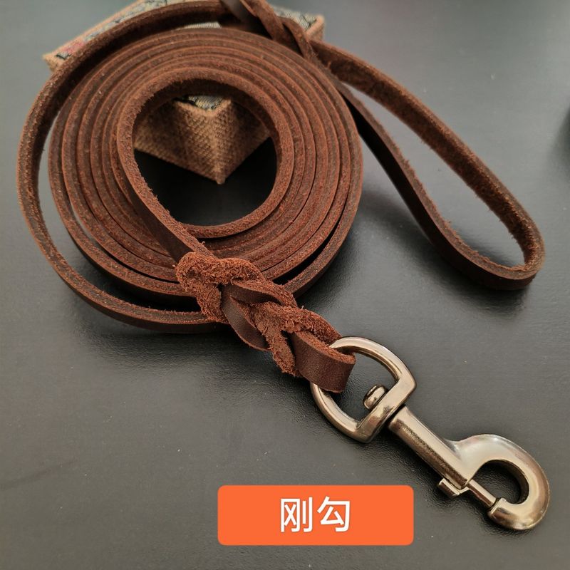 Top Layer Gelb Walking Wettbewerb Seil Haken Rindsleder Traktion Gürtel Training Weiche Leder Hundeleine_voghion.com