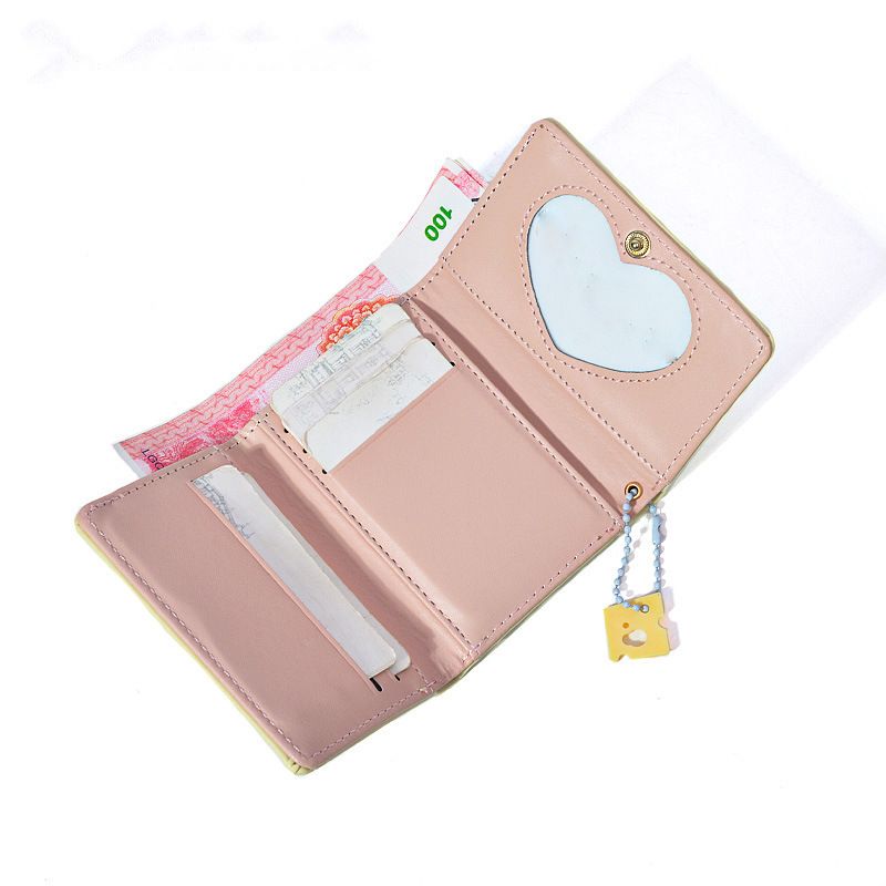 Small wallet ladies cheese cheese short trifold wallet new student cute cartoon large capacity card holder_voghion.com