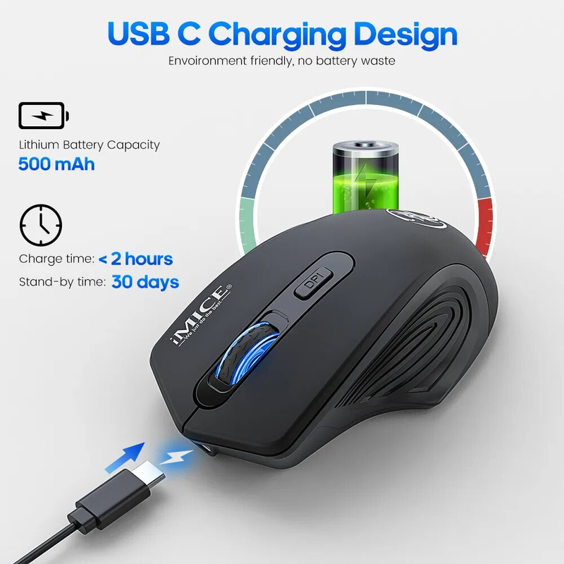 Bluetooth-mus Uppladdningsbara trådlösa möss för laptop-spelmöss Ergonomisk tyst usb-gamer-mus_voghion.com