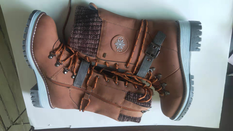 Neue Schneestiefel mit mittlerem Bein und dickem Absatz und runder Spitze für Damen_voghion.com