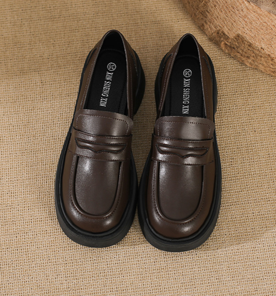 Genuine Lefu for women in the autumn of 2024, new women's with thick soles, one foot sole, and high height British style_voghion.com