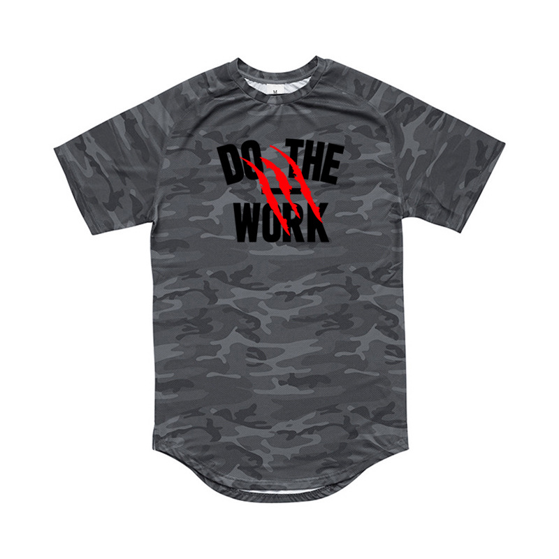 New summer fitness slim camouflage clothes for men's leisure quick dry sports t-shirt muscle round neck training short_voghion.com