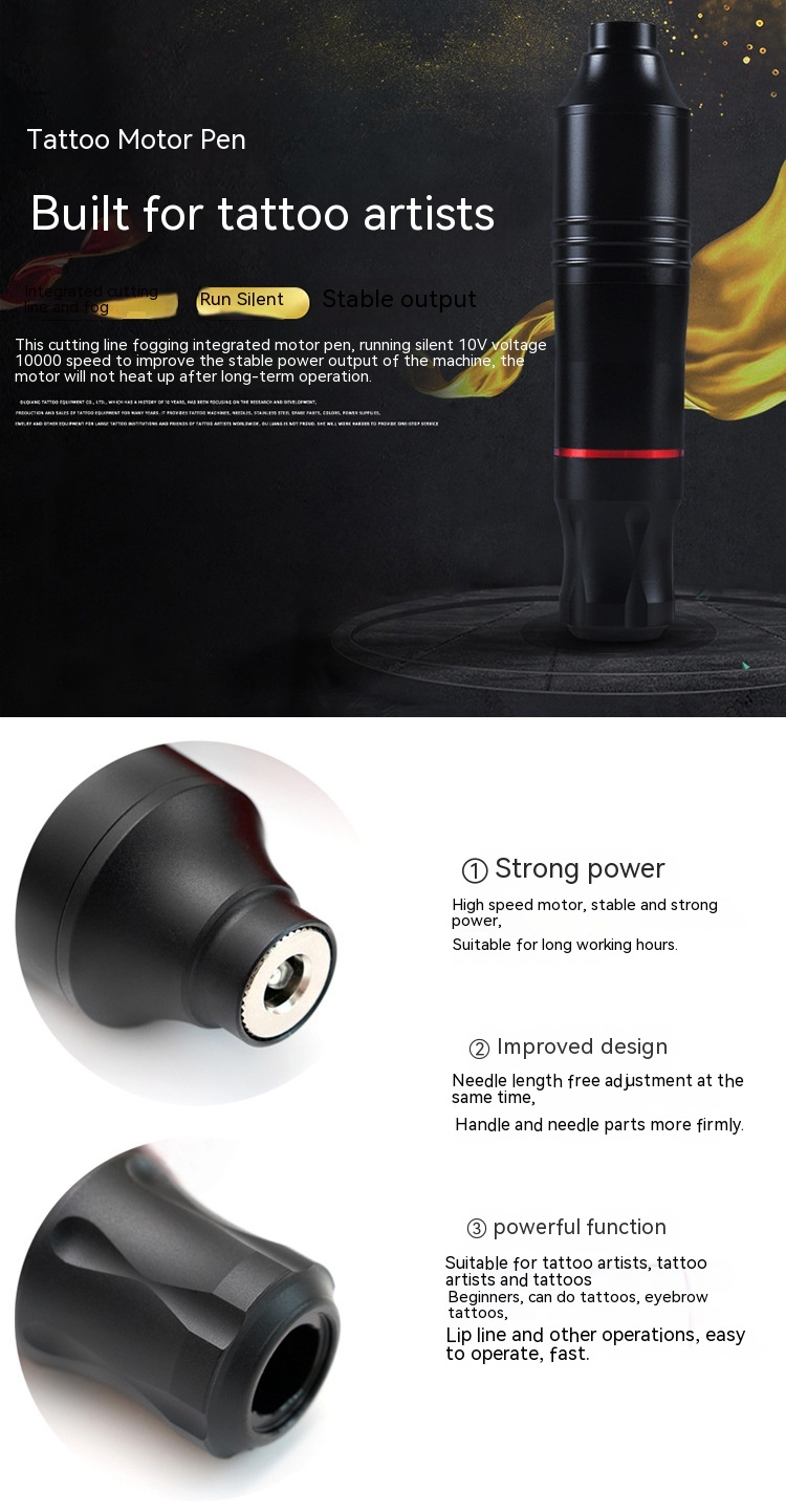 Ou Liang Black Box 10 Color Machine Motor Pen Complete Set of Tattoo Tools_voghion.com