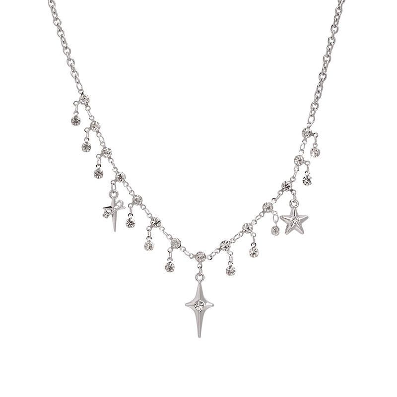Hot Sales Fashion Chic Cross Cstal Zircon Pendant Tassel Necklace for Women Girls Clavicle Chain Accessories Aesthetic y2k_voghion.com
