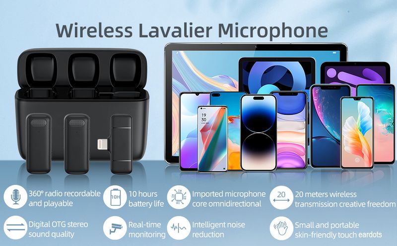 2in1 K30 Langaton Lavalier-mikrofoni iPhonelle, Android-puhelimelle, kameralle, ääni- ja videokäyttöön, 2 klipsimikrofonia YouTubelle, TK_voghion.com