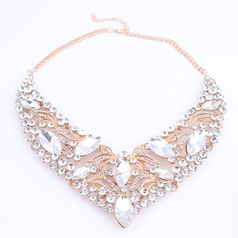 Muoti Teardrop tekojalokivi Crystal Choker kaulakoru naisille Statement kaulus kaulakorut korvakoru hääjuhla korusetit_voghion.com