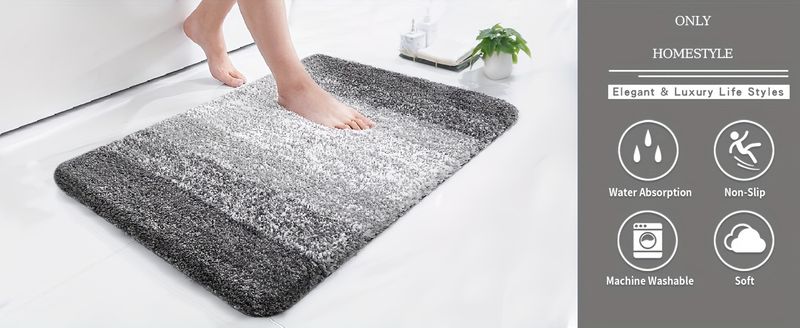 1 Packung luxuriöse gestreifte Badezimmerteppiche, rutschfeste, saugfähige Badewannenmatten, weiche, gemütliche, zottelige Bodenteppiche, Heimdekoration, 2100 g/m²_voghion.com